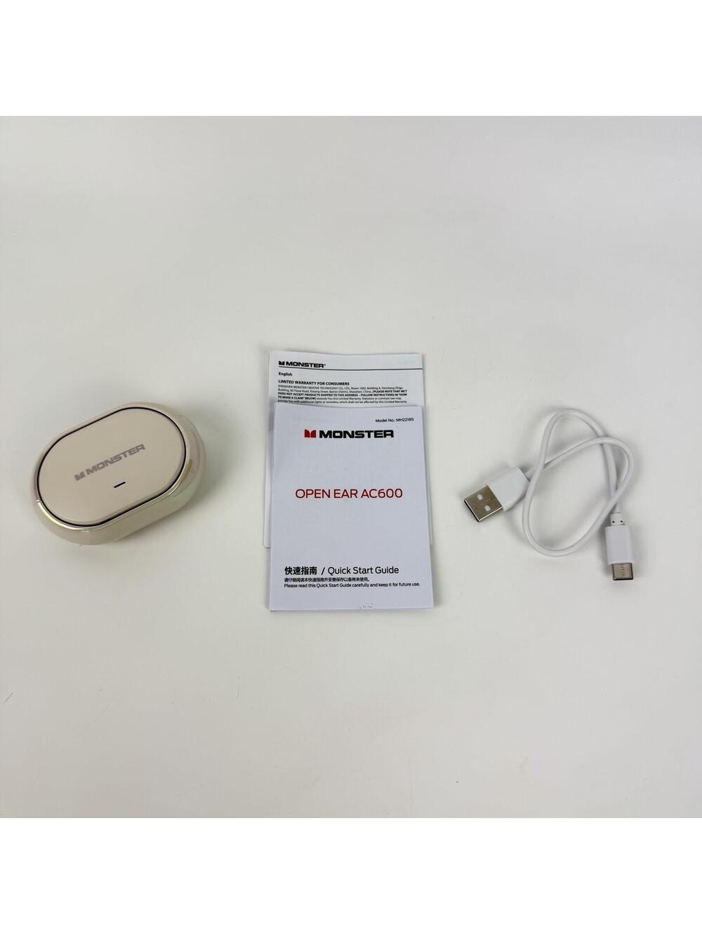 MONSTER Open Ear AC600 Headphones Earbuds Bluetooth Wireless White